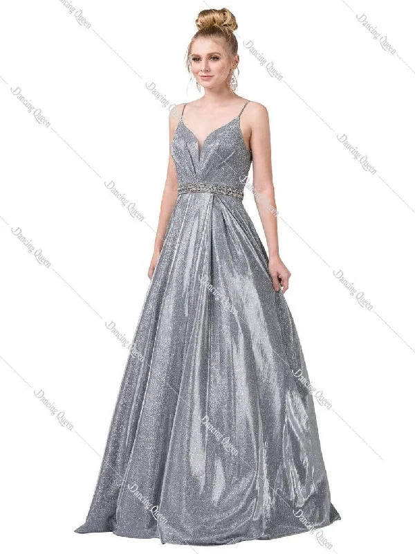 Online Specials Dancing Queen - 2613 Pleated Bodice Metallic A-Line Gown