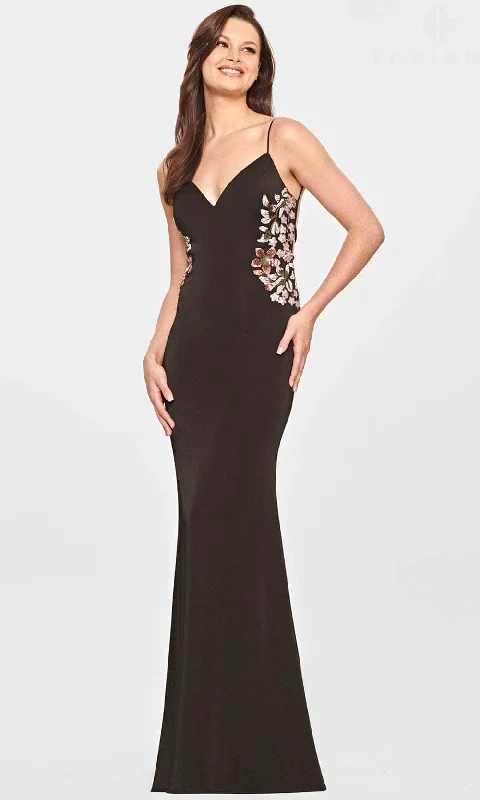Great Deals Faviana S10859 - V-Neck Open Back Evening Gown