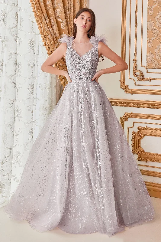 Super Sale Feather Layered Tulle Gown by Cinderella Divine B704