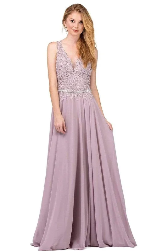 Early Access Dancing Queen - Beaded Lace V-neck A-line Prom Dress 2161