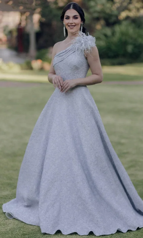 Sale Event Terani Couture 232E1225 - Feathered Strap Jacquard Ballgown