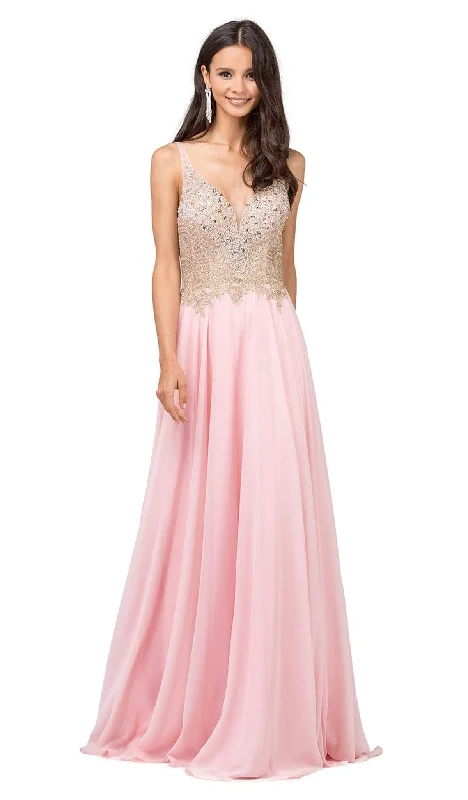 Extra Discounts Dancing Queen - 2259 Beaded Plunging Sweetheart Chiffon Prom Dress