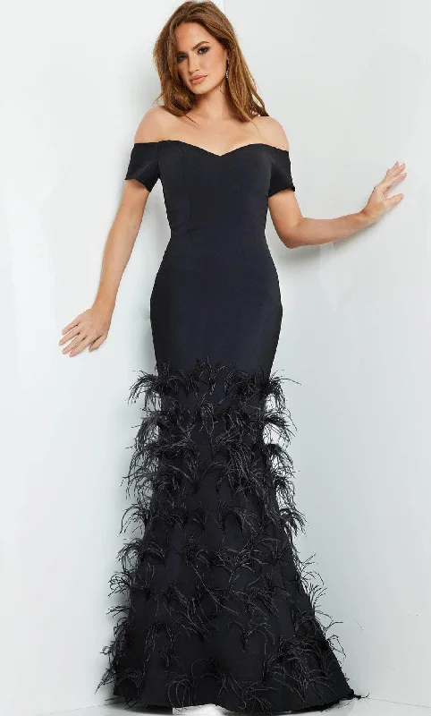 Referral Discount Jovani 08384 - Short Sleeve Trumpet Evening Gown