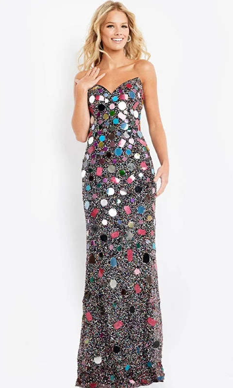 Can't Be Beat Jovani 03404 - Reflective Embellished Strapless Gown