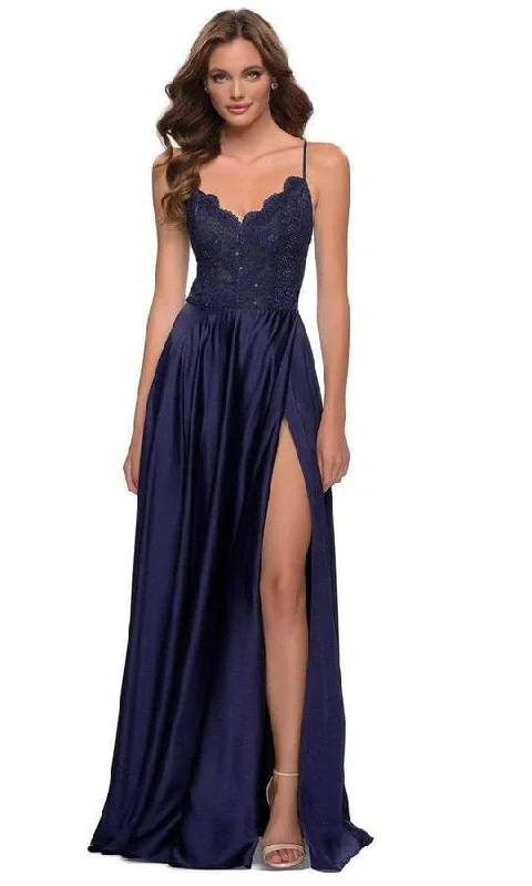 Mega Deal La Femme - V Neck A-Line Dress With Slit 29760SC