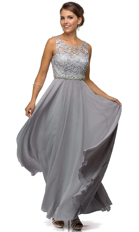 Steals and Deals Dancing Queen - Sleeveless Lace Bodice Chiffon Prom Dress 9325