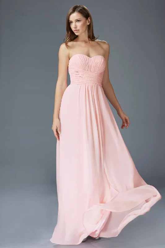 Major Savings Elizabeth K - GL2070 Strapless Pleated Sweetheart Chiffon Dress
