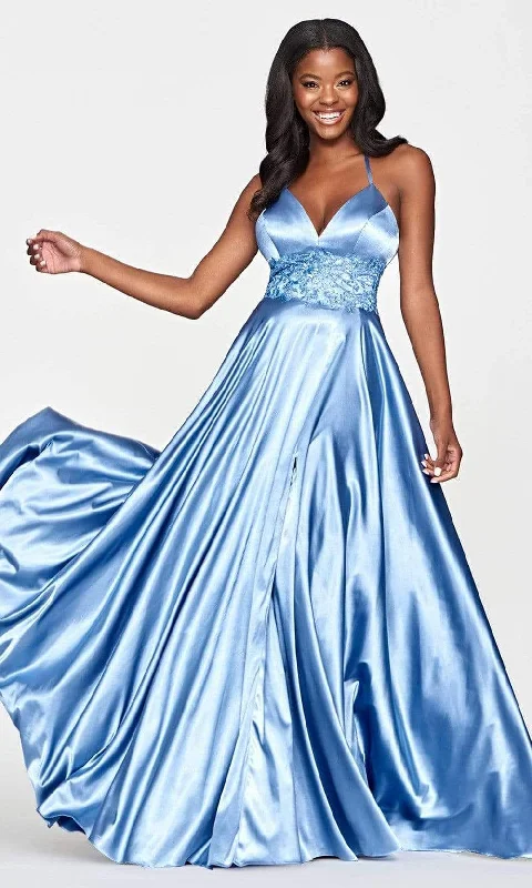 Online Only Faviana - S10643 V-Neck Embellished Long Gown