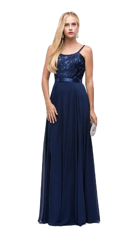 Best Bargains Dancing Queen - 9914 Embroidered Scoop A Line Evening Dress