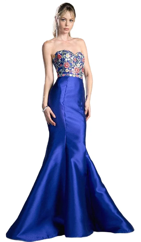 Crazy Deals Ladivine HW06 - Floral Applique Strapless Mermaid Evening Gown