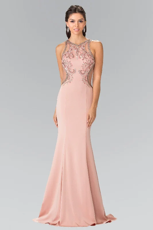 Act Now Beaded Sleeveless Dress with Sheer Back by Elizabeth K GL2237