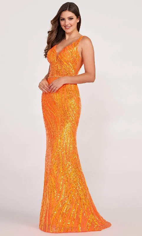 Inventory Reduction Ellie Wilde EW34037 - Sequined V-Neck Evening Gown