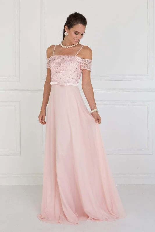 Best Seller Elizabeth K - GL1521 Off Shoulder Lace Bodice Chiffon A-Line Gown
