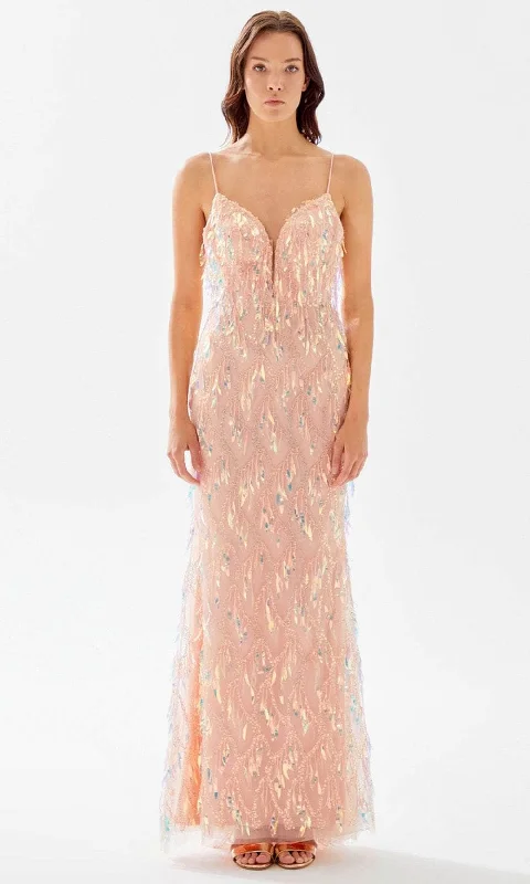 Price Rollback Tarik Ediz 52091 - Wire Thin Strapped Embellished Dress