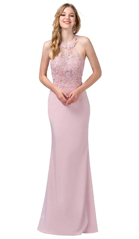 New Deals Dancing Queen - 2499 Appliqued Illusion Back Paneled Long Gown