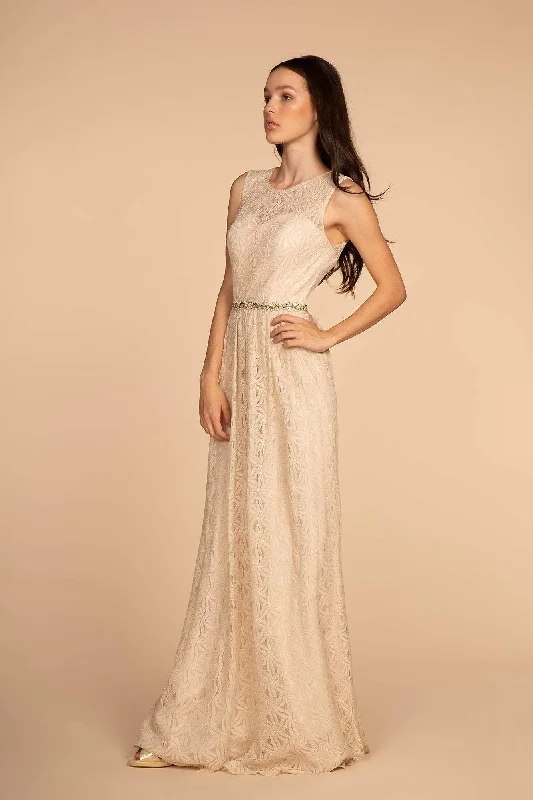 Savings Galore Elizabeth K - GL2611 Floral Lace Jewel A-Line Evening Gown