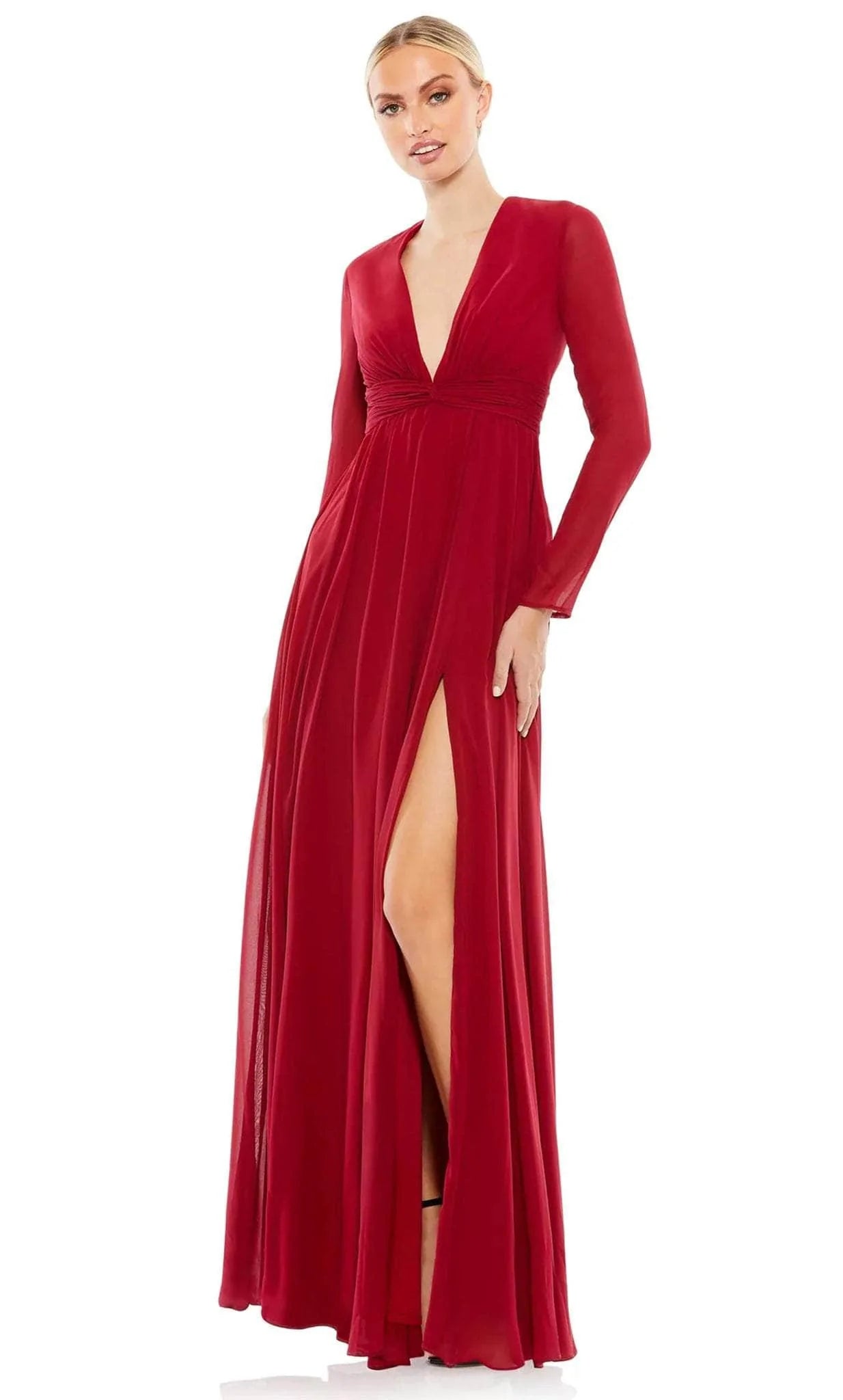 Best Bargains Ieena Duggal 55680 - Chiffon Long-Sleeved Formal Dress