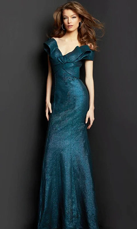 Overstock Jovani 08654 - Metallic Mermaid Evening Gown