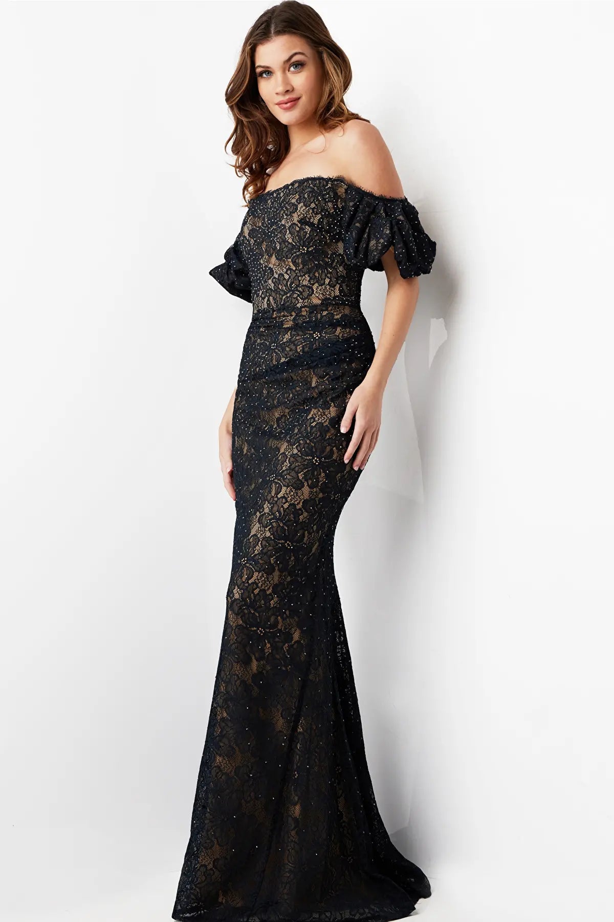 Seasonal Sale Jovani 23813 - Off Shoulder Lace Evening Gown