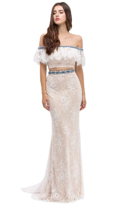 Blowout Sale Eureka Fashion - Off-Shoulder Two-Piece Lace Mermaid Evening Gown