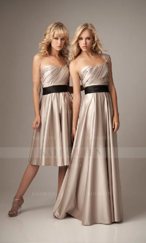 Exclusive Access Other Cute A-line One-shoulder Satin Short Bridesmaid Dr