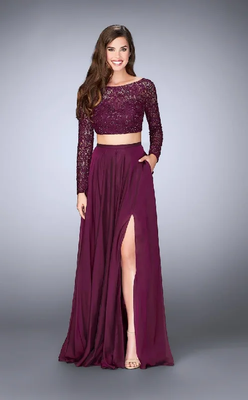 Buy Now La Femme - 23937 Glamorous Two-Piece Lace Illusion Long Evening Gown