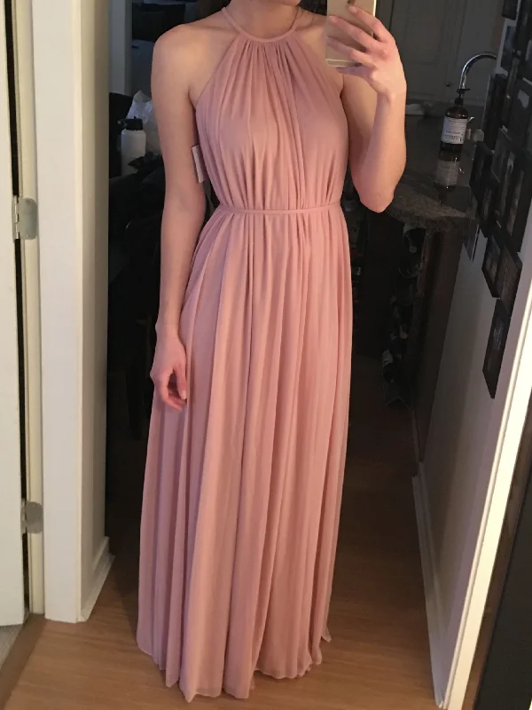 Loyalty Reward David's Bridal Soft Mesh Halter Dress with Slim Sash - F19533