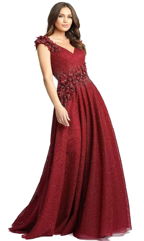 Price Cut Mac Duggal - 11152 Floral Applique Modest Prom A-Line Gown
