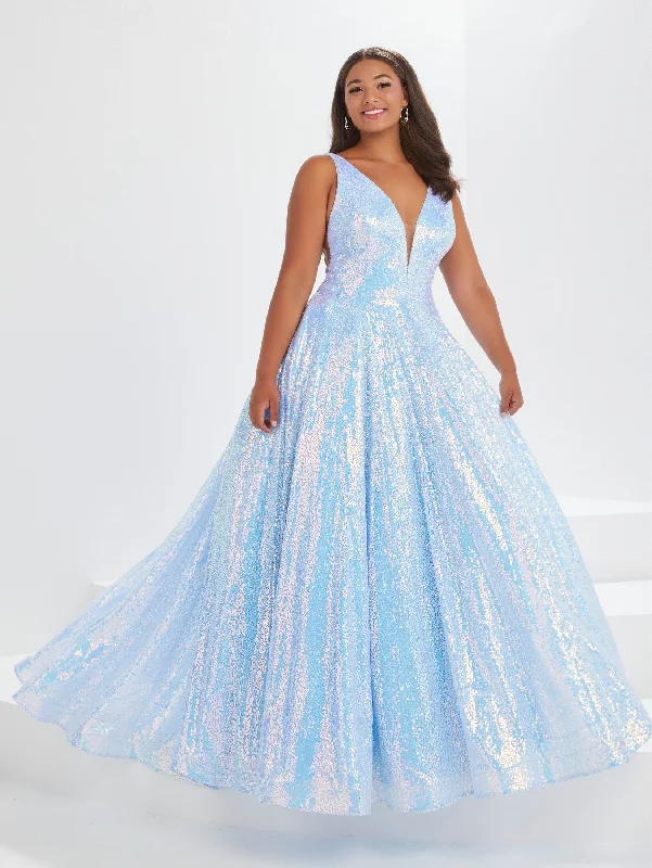 Instant Discount Plus Size Sleeveless Sequin Gown by Tiffany Designs 16046