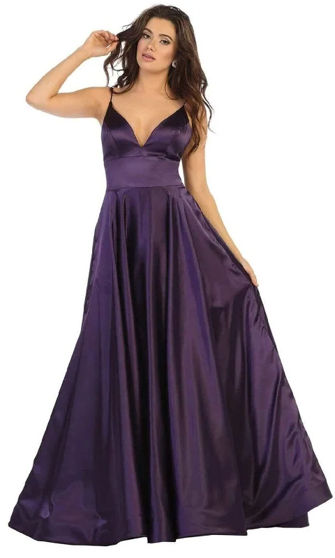 Overstock Sale May Queen - MQ1664 V-Neck A-Line Evening Gown