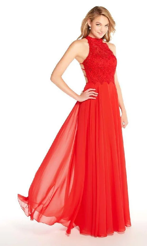 Unmissable Offer Alyce Paris - 60061 Beaded Lace Bodice Strappy Open Back Chiffon Gown