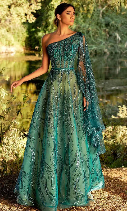 One-DAY Sale MNM Couture K3932 - Long Cape Sleeve Prom Gown
