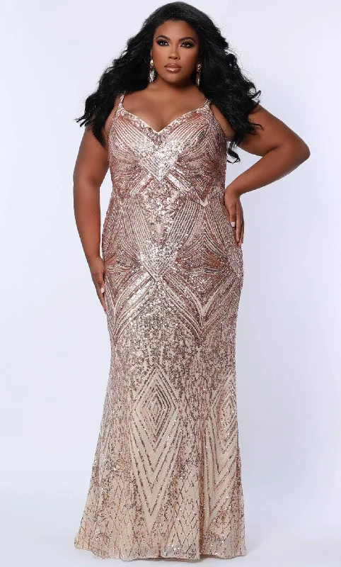Online Exclusive Sydney's Closet SC7340 - Sleeveless Shiny Evening Gown