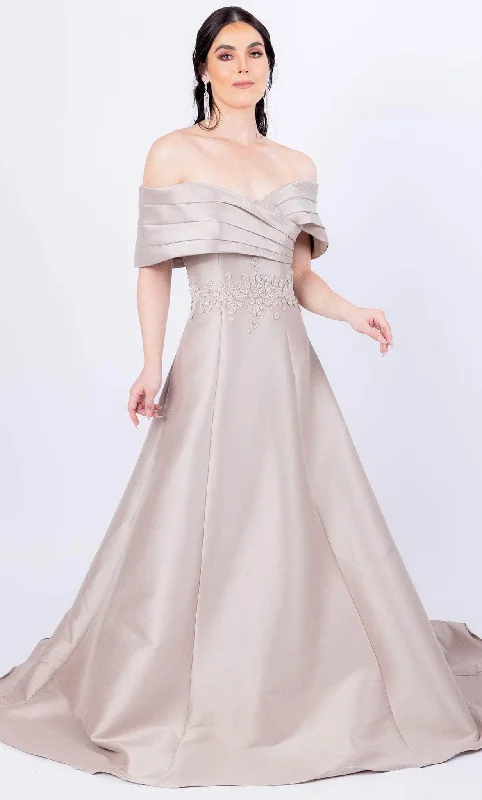 Last Chance Terani Couture 232M1511 - Pleated Off Shoulder Ballgown
