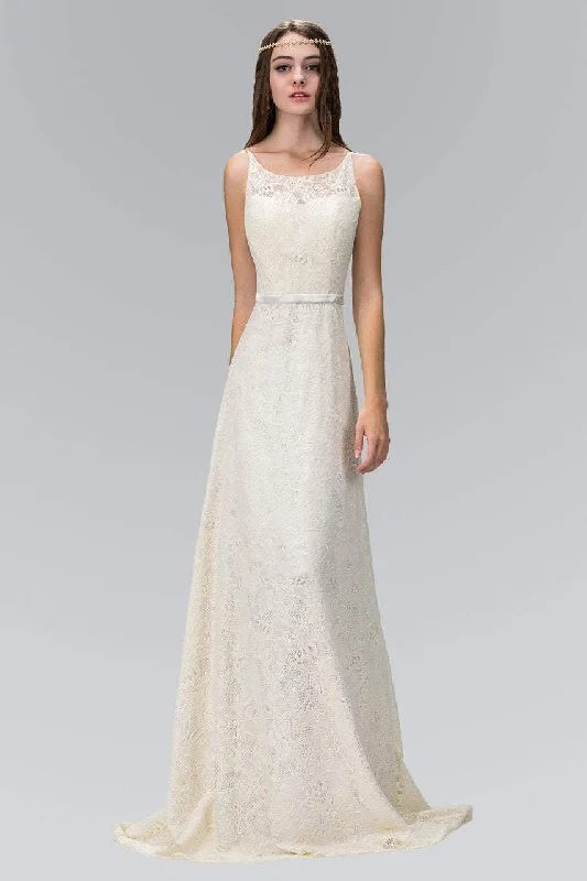Savings Galore Elizabeth K - GL2170 Lace Embellished Scoop Neck Long Dress