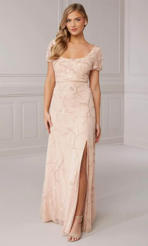 Stock Clearance Adrianna Papell Platinum 40423 - Square Neck Dress with Slit