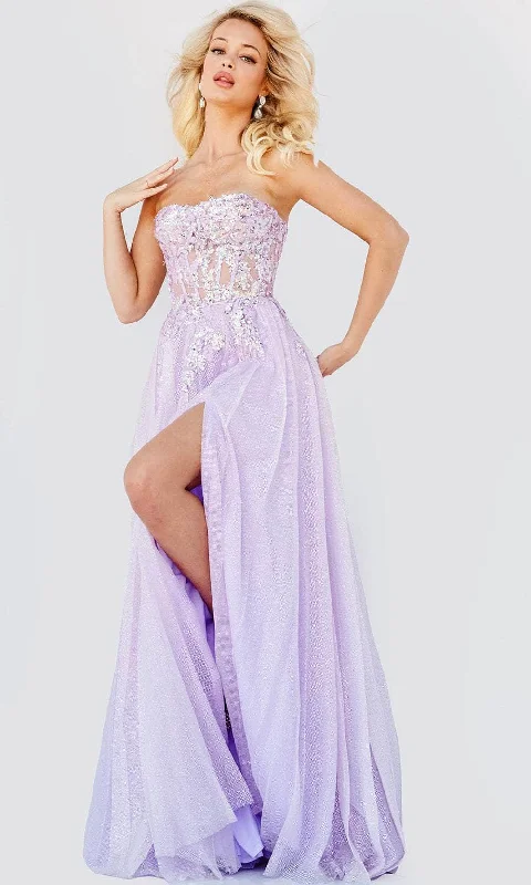 Special Discount JVN by Jovani JVN07434 - Embellished Corset A-Line Prom Dress