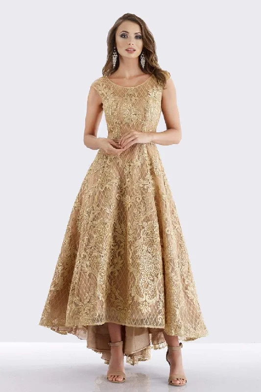 Unmissable Offer Feriani Couture - 18650 Cap Sleeve Embroidered High Low Gown