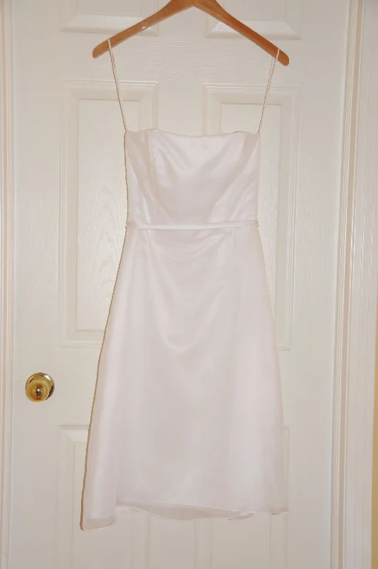 Super Sale After Six A-line Strapless Satin/Chiffon Cocktail Gown (Whit