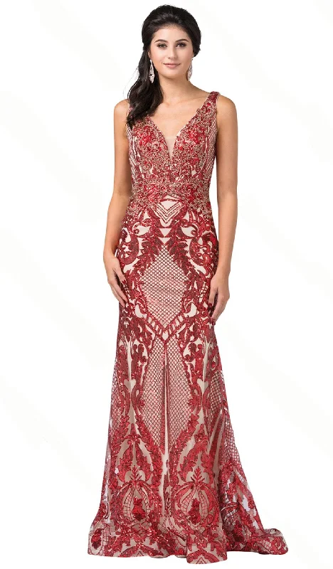Extra Discounts Dancing Queen - 2733 Sequined Plunging V-Neck Prom Gown