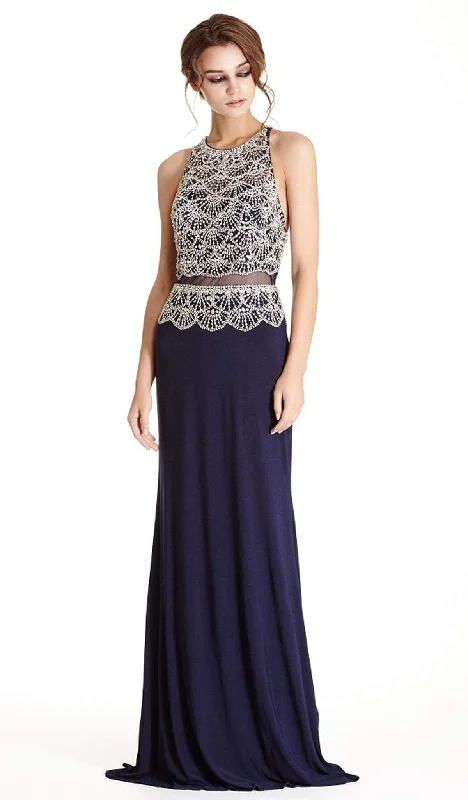 Referral Discount Aspeed Design - Mock Two Piece Jeweled Fitted Prom Dress