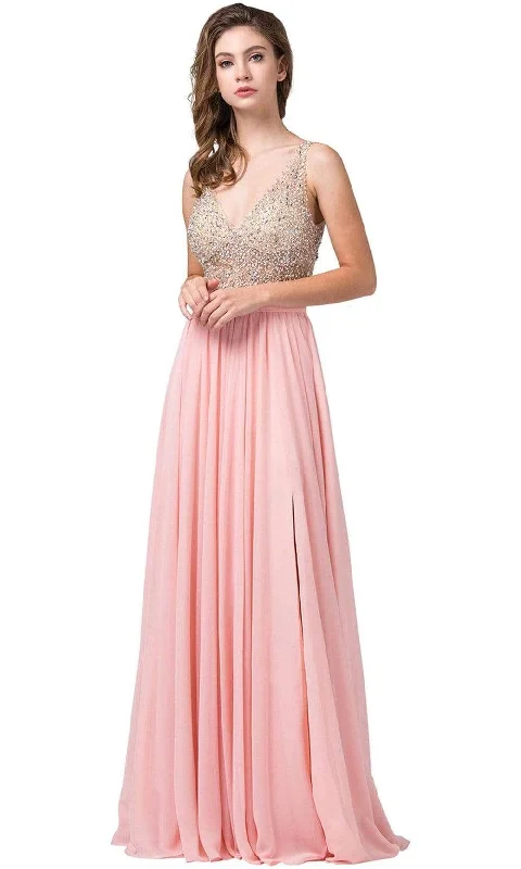 Low Prices Dancing Queen - Beaded Bodice Flowy A-Line Dress 2569