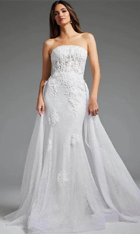 Doorbuster Deal Jovani JB24560 - Strapless Overskirt Bridal Gown