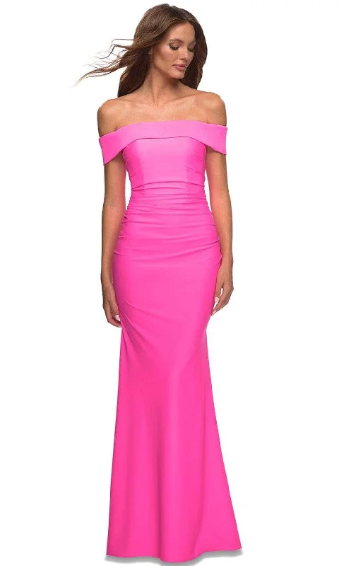 Hot Deal La Femme - Straight Across Ruched Prom Gown 30421SC