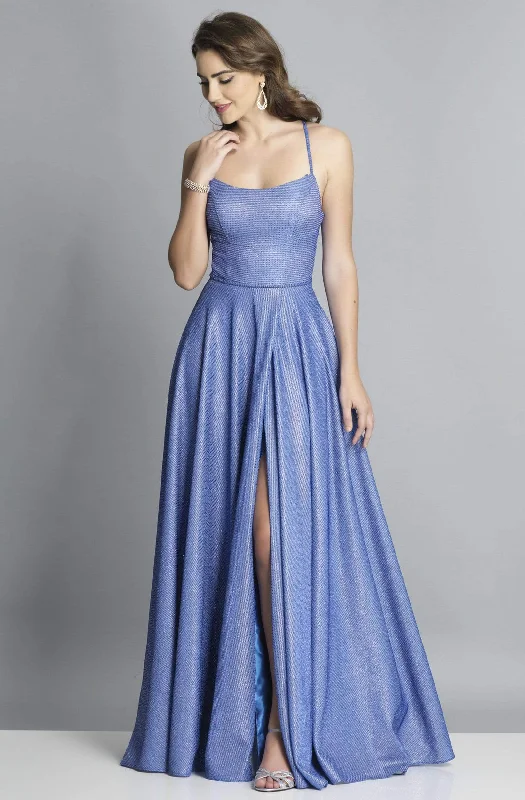 Exclusive Deal Dave & Johnny - Scoop Neck Spaghetti Strap Glitter Knit A-Line Dress with Slit A6933 Exclusive Deal Dave & Johnny - Scoop Neck Spaghetti Strap Glitter Knit A-Line Dress with Slit A6933