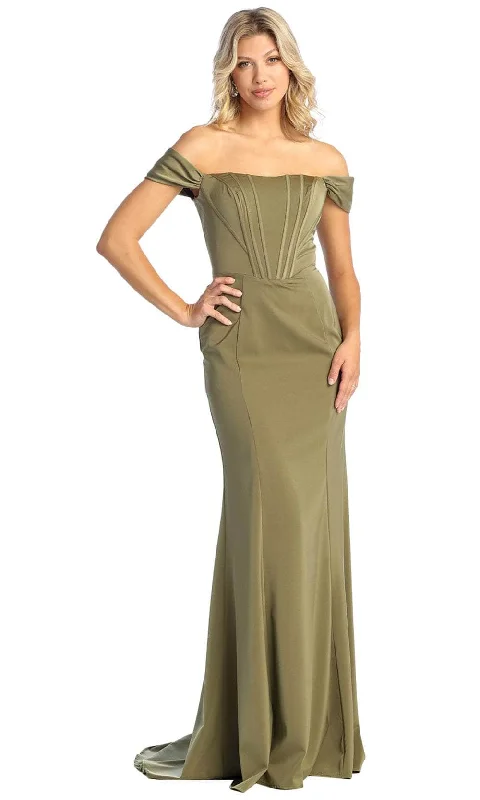 Super Deal May Queen MQ1909 - Off Shoulder Seamed Prom Gown