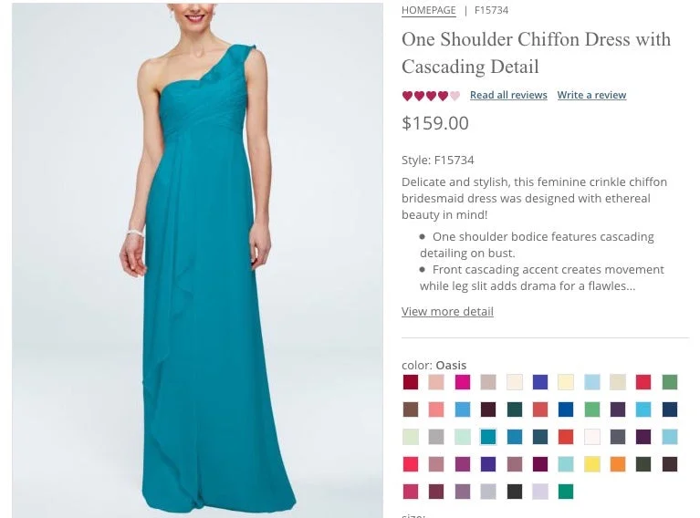 Big Discounts David's Bridal David's Bridal One Shoulder Chiffon Dress With Cas