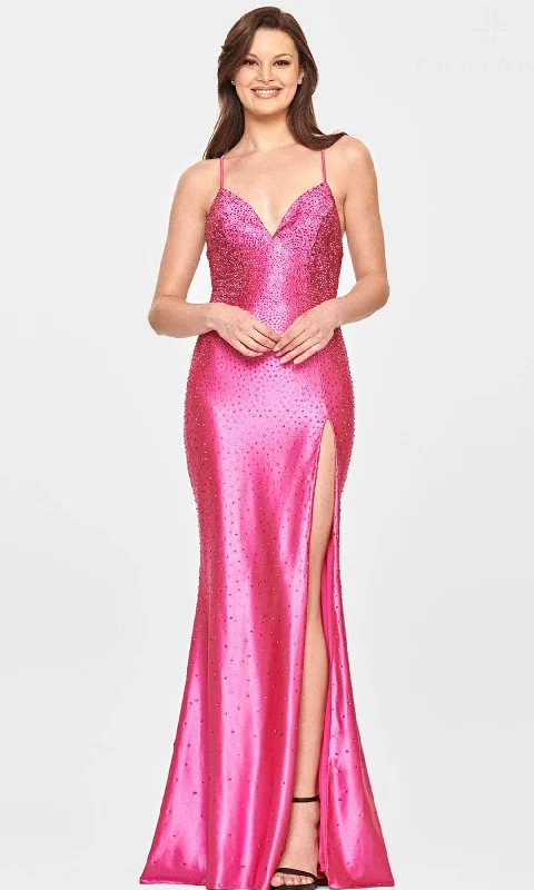 Flash Sale Faviana S10801 - Deep V-Neck Satin Evening Gown
