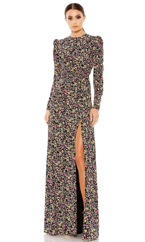 Price Reduction Ieena Duggal 26916 - Puff Sleeve Printed Prom Gown