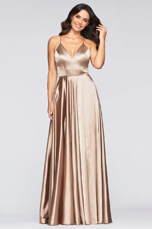 Deep Discounts Faviana - S10209 Lace Up Back Satin V Neck Dress